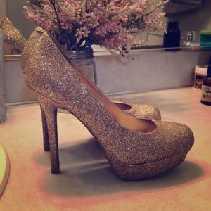 Gold glitter heels size 8